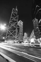 Wall Mural - Traffic and skyscraper in Hong Kong City at night