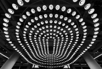 Aufkleber - Interior design of ceiling of modern  architecture. Building abstract background