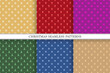 © ExpressVectors - Collection of christmas seamless colorful patterns. Bright holiday backgrounds with xmas elements. Trendy repeatable celebration prints