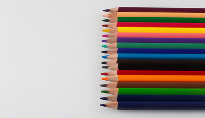 Colored pencils, isolated on the white background.