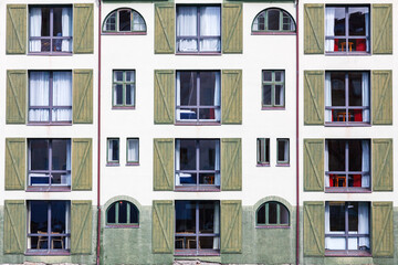 Canvas Print - Windows with shutters at a hotel