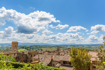 Poster - Aerial view over the rooftops of an old Italian village