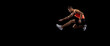 © Lustre Art Group  - Young man, male athlete in motion isolated over black studio background. Side view