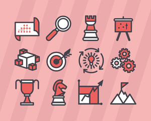 Sticker - Strategy and management icon set