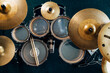 © Аrtranq - Top view complete drum set. Drumsticks on snare drum.