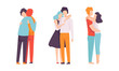 © topvectors - People Characters Embracing Each Other Soothing and Supporting Vector Illustration Set