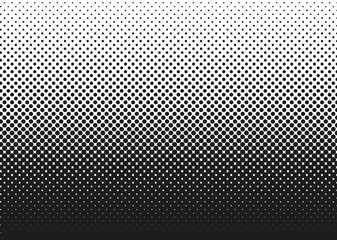 Halftone dotted pattern. Pop art gradient background with circles. Comic half tone texture. Abstract cover design. Monochrome vector illustration. Optical effect with spot. Creative black white banner