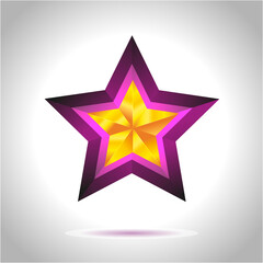 Sticker - Shiny Gold Star. Christmas Illustration for design on white background