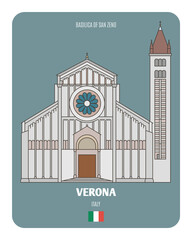 Poster - Basilica of San Zeno in Verona, Italy. Architectural symbols of European cities