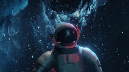 Poster - Futuristic astronaut concept. Astronaut in outer space. Cosmic science fiction wallpaper. Beauty of deep space. Billions of galaxies in the universe. 
