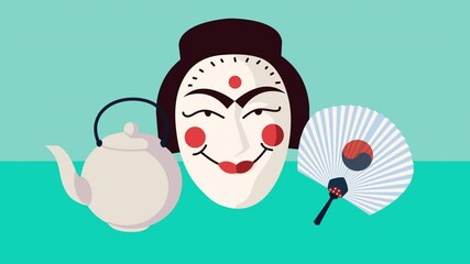 Poster - korean culture animation with three icons