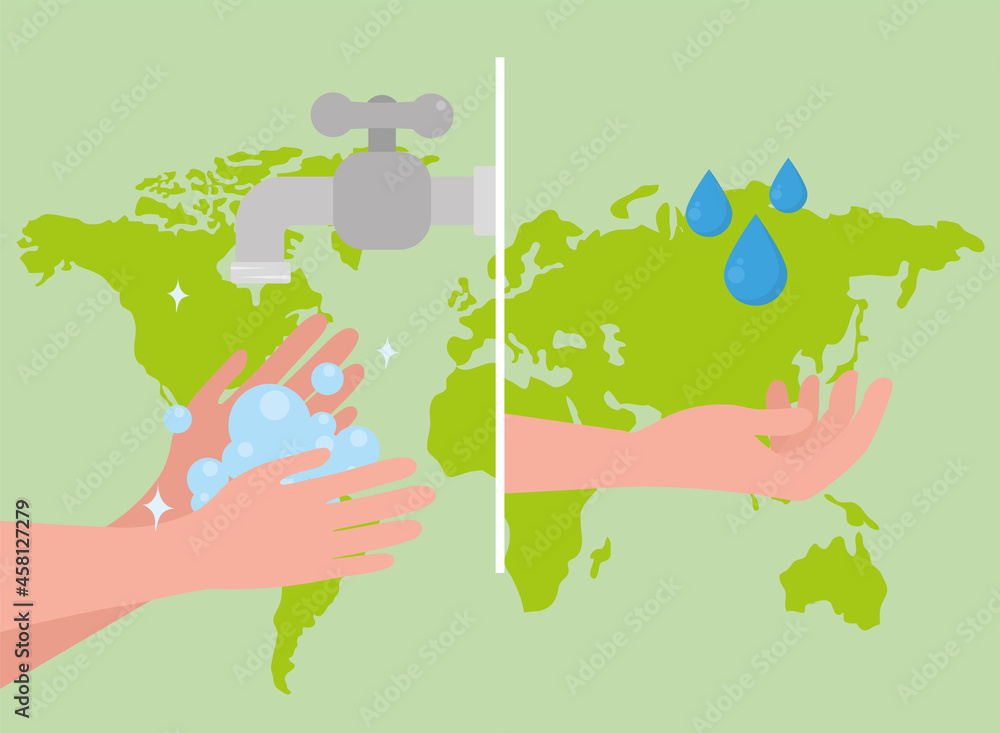 hands and world map Stock Vector | Adobe Stock