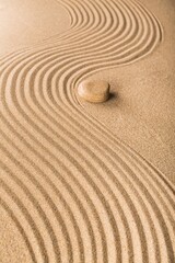 Poster - Japan garden with stone in raked sand