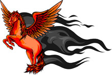 Pegasus Flying Horse. Majestic Pegasus Cartoon Vector Logo Mascot Design Illustration