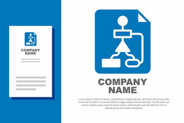 Blue Tile flowchart for program design or process management plan icon isolated on white background. Block diagram. Logo design template element. Vector