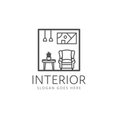 Sticker - interior design logo, minimalist table and chair room