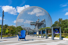 Montreal, Quebec, Canada - August 30 2021 : Montreal Biosphere in summer. Jean-Drapeau park, Saint Helens Island. A museum dedicated to the environment.
