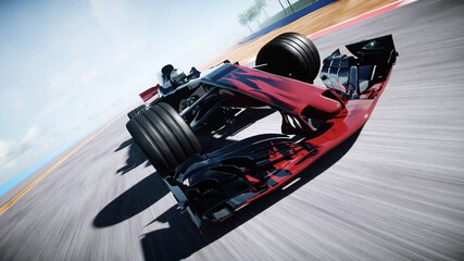 Race car. Very fast driving. Succes concept. 3d rendering.