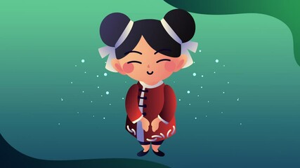 Poster - asian culture lady character animation