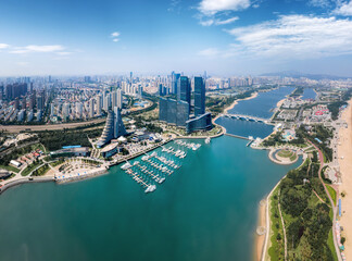 Wall Mural - Aerial photography China Rizhao city architecture landscape coastline