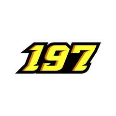 Wall Mural - Racing number 197 logo on white background