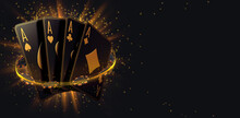 Casino Cards Poker Blackjack Baccarat Gold  3d Render 3d Rendering Illustration 