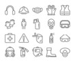 © YuriyAlt_Art - Protection equipment icon. Personal protection equipment line icons set. Editable Stroke.