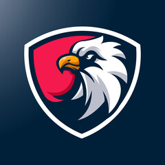 Wall Mural - eagle logo design illustration in shield for sports and gaming team