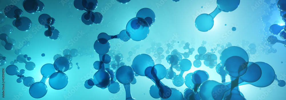 Green hydrogen energy. H2 gas molecules for production of green ...