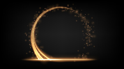 Wall Mural - Abstract gold spark circle light. Vector Illustration