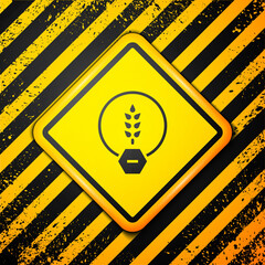 Sticker - Black Gluten free grain icon isolated on yellow background. No wheat sign. Food intolerance symbols. Warning sign. Vector