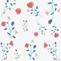 Sticker - Pink floral patterned background vector feminine style cute hand drawn style