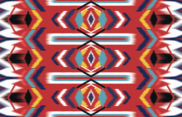 Wall Mural - Oriental traditional ikat ethnic textile pattern Design for book cover,background,carpet,wallpaper,clothing,wrapping,Batik,fabric,Vector illustration embroidery style.