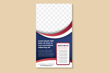 Wall Mural - templates of blue vector vertical roll up web banners with curve border a place for a photo. minimal