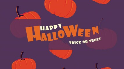 Wall Mural - happy halloween lettering animation with pumpkins