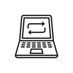 Wall Mural - screen share thin line icon, open laptop with arrows. modern vector illustration.