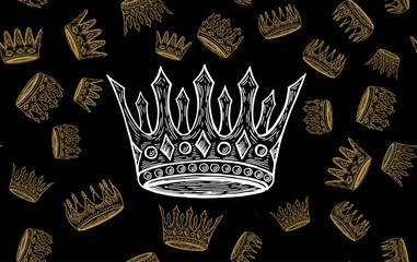Wall Mural - Сrown of the collection, hand drawn illustrations. Vector.	
