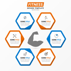 Infographic design template. Fitness concept with 6 steps