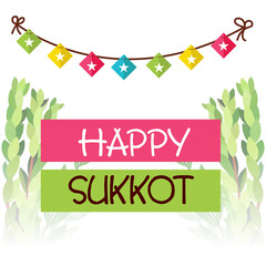 Vector illustration of a Background for Jewish holiday Happy Sukkot.