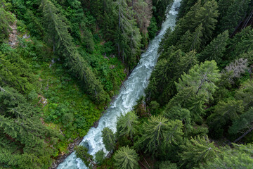 Wall Mural - Lama Gorge with the Rhone River near Bellwald