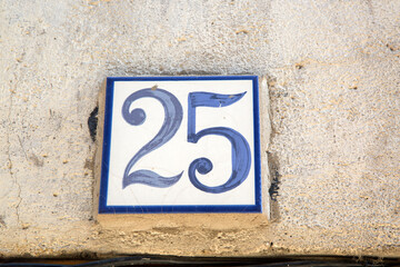 Closeup of Number Twenty Five