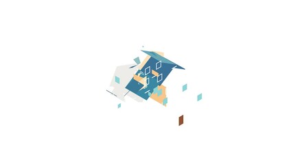 Sticker - Two storey house with annexe icon animation isometric best object on white backgound