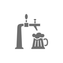 Sticker - Beer tap grey icon. Isolated on white background