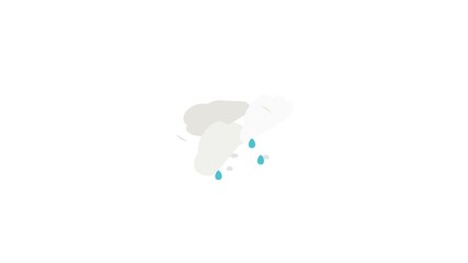 Wall Mural - cloud with rain drops icon animation isometric best object on white backgound