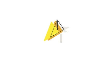 Wall Mural - Danger warning attention sign icon animation isometric best object on white backgound