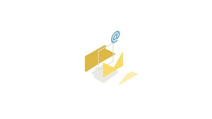 Wall Mural - E-mail icon animation isometric best object on white backgound