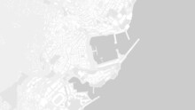 White and light grey Monaco City area vector background map, streets and water cartography illustration.