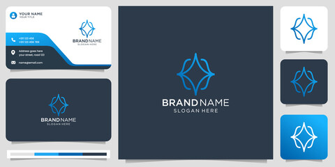minimalist code logo design with business card template. line art style concept design.