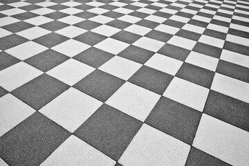 Detail of the pavement of the famous Mascagni square in Livorno with the particular chessboard design (Tuscan-Italy)