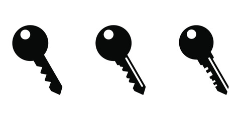 Canvas Print - key icon. set of black icons of keys in flat design. vector illustration. key symbol isolated